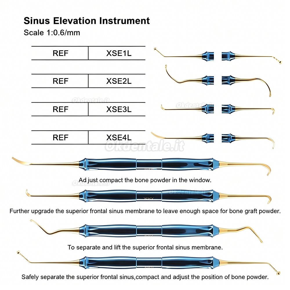 Kit rialzo seno mascellare (Kit DASK) con fermi per trapano per impianti dentali e scatola di sterilizzazione